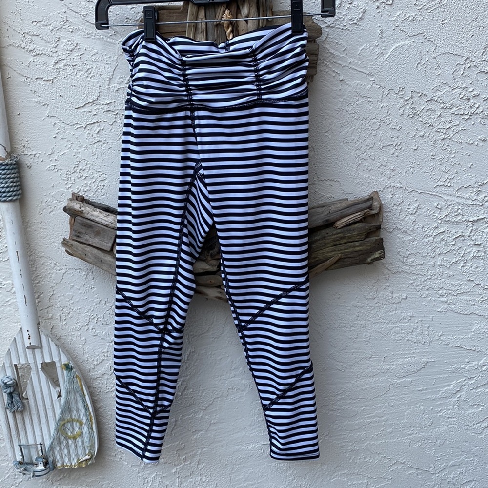 Chili by Will.  Yoga pants. Black/white stripe.rouched waist. Size 1